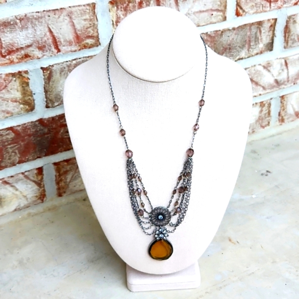 Vintage Beaded Filigree Necklace